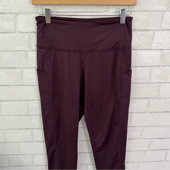TAHARI Sport Maroon Plum Side Pocket Legging Tights - Picture 2 of 9